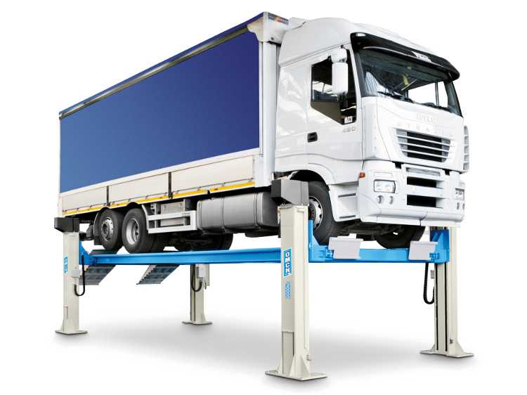 Electromechanical 4-post lifts for heavy vehicles